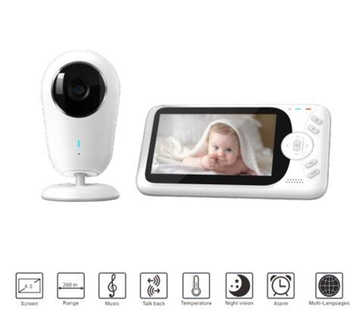 Home Security With Camera - 4.3inch 1080P Full HD Wireless Baby