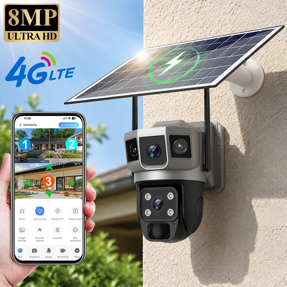 Home Security Business - V380 4K 3 Screens 4G Camera