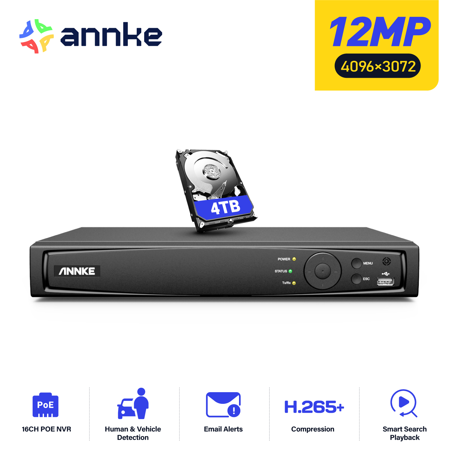 Home Security With Cameras - ANNKE 12MP POE NVR Network Video