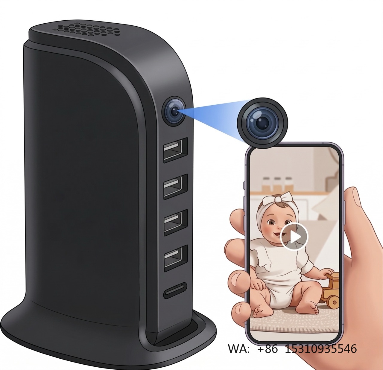 Home Security With Camera - Compact Wi-Fi Security Camera for Home