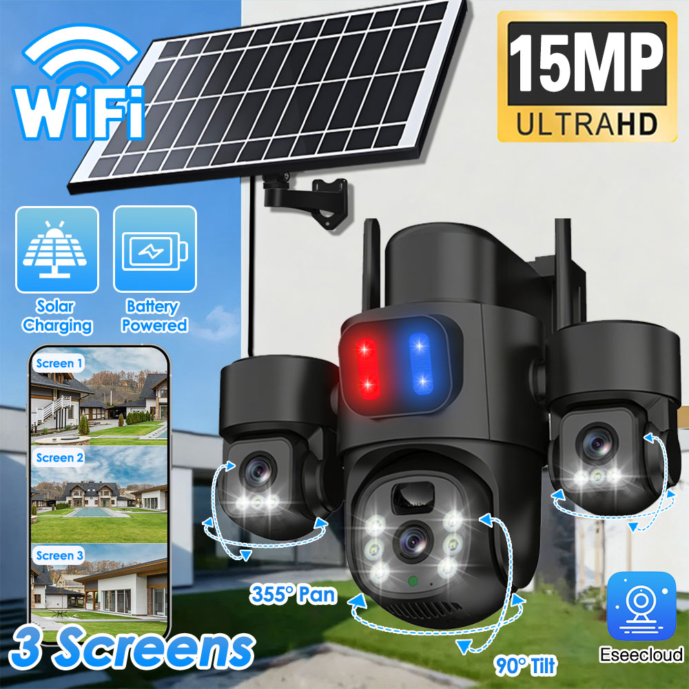 Home Security With Camera - WIFI Solar PTZ Camera Outdoor 15MP