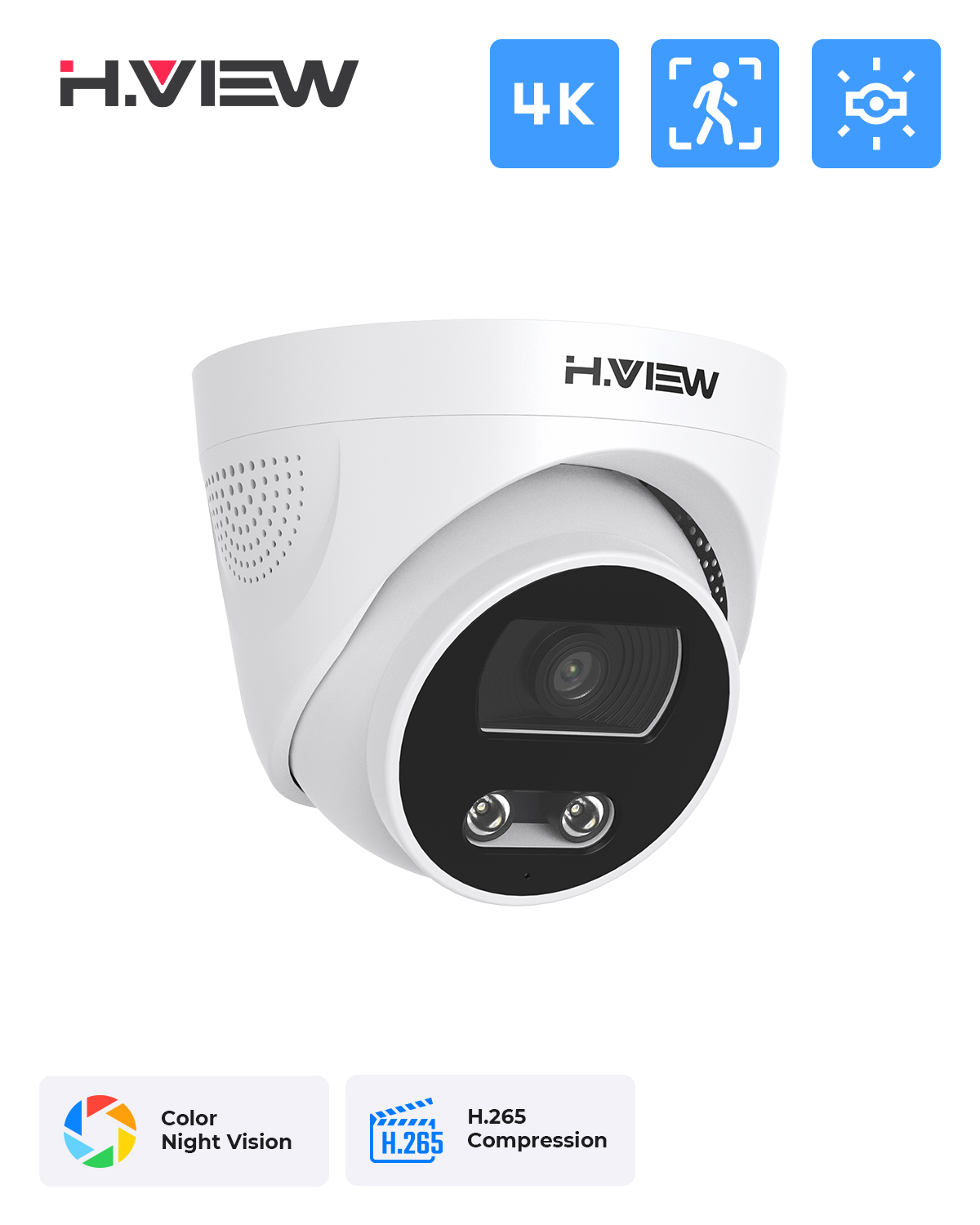 H.View 8Mp Poe Ip Camera Ai Fa - огляд і ціна Home Security Kamera