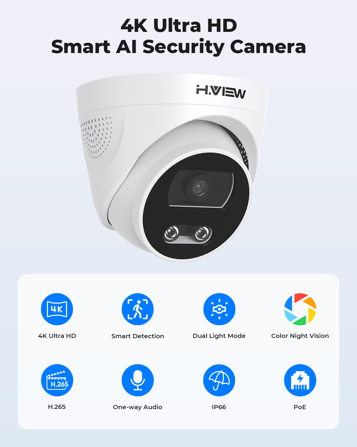 H.View 8Mp Poe Ip Camera Ai Fa - огляд і ціна Home Security Kamera