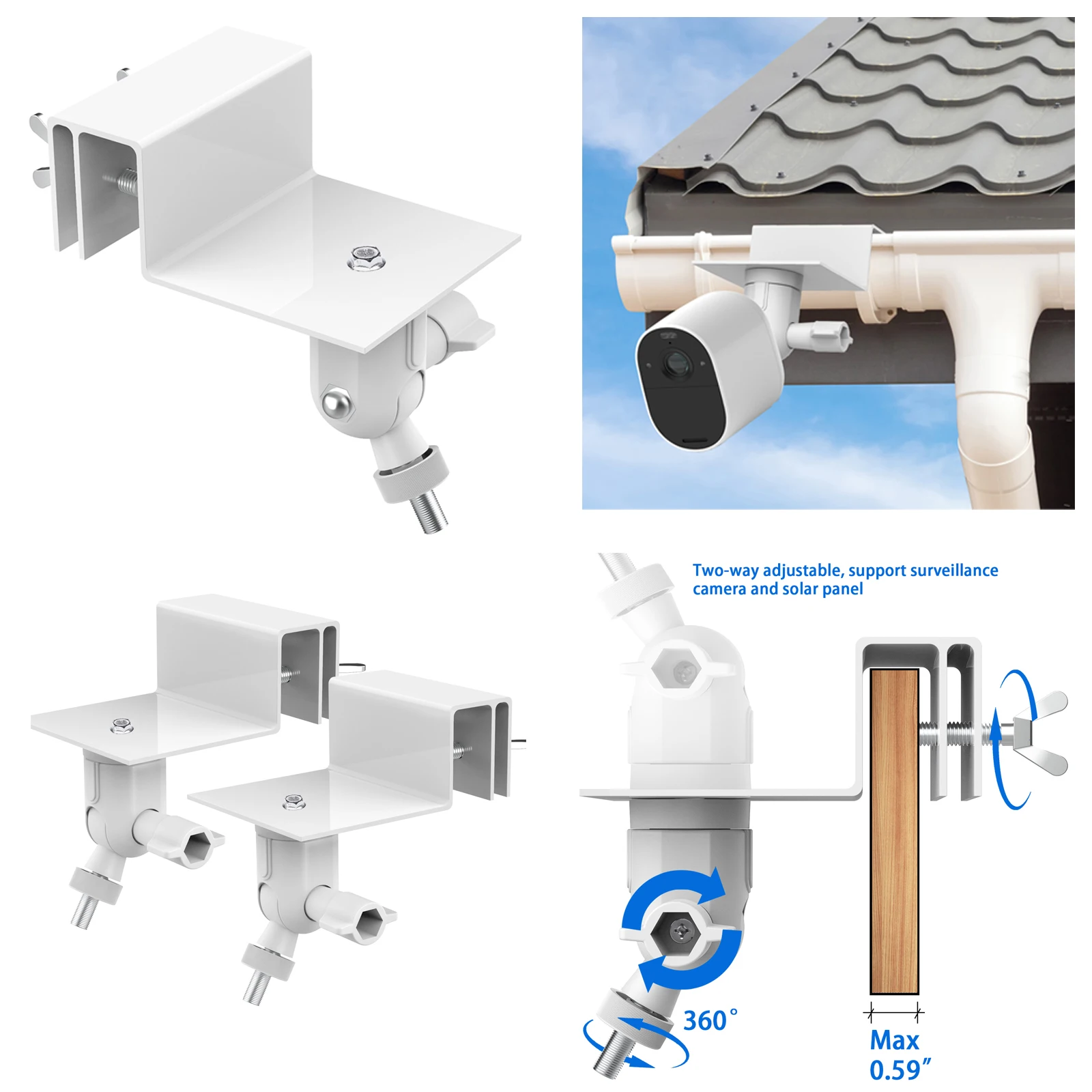 White Weatherproof Gutter Moun - огляд і ціна Home Security Outdoor Cameras