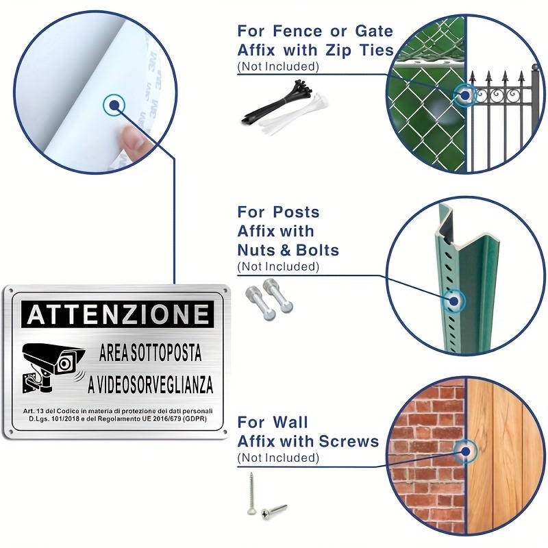 Italian Security Sign 20X30cm  - огляд і ціна Home Security With Camera